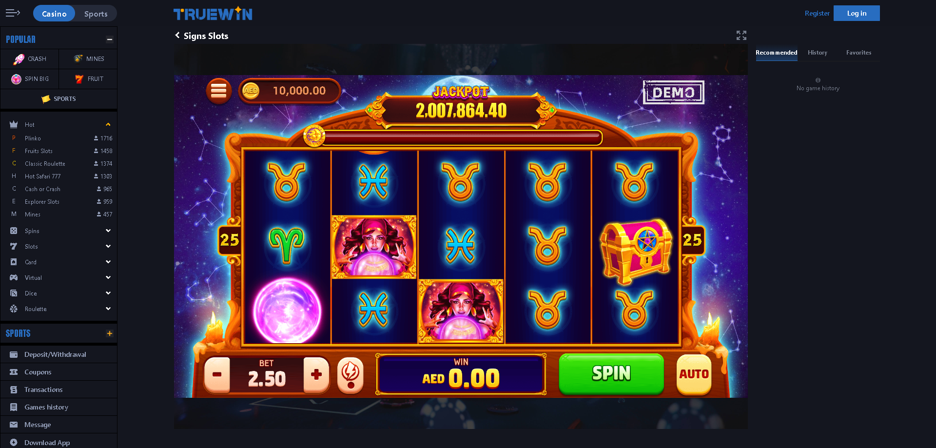 TrueWin Casino Demo Games